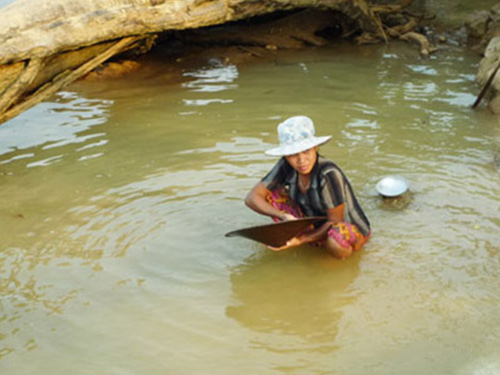 老撾、柬埔寨女子-淘洗砂金